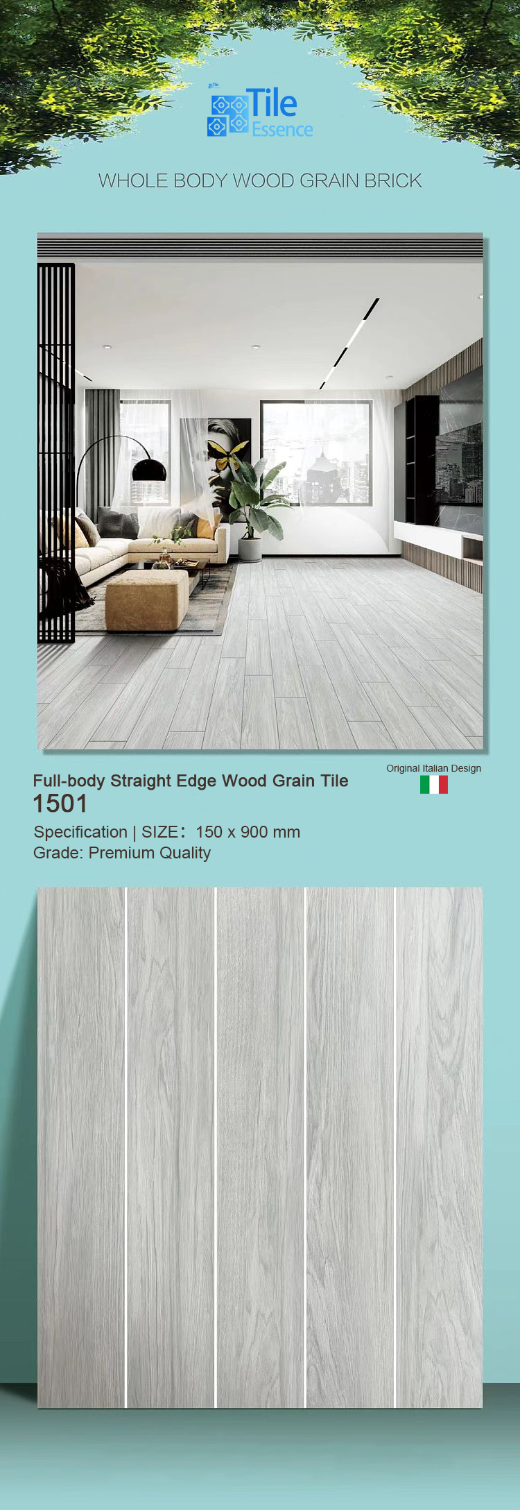 Light Gray Wood Grain Floor Porcelain Tile  Product Details